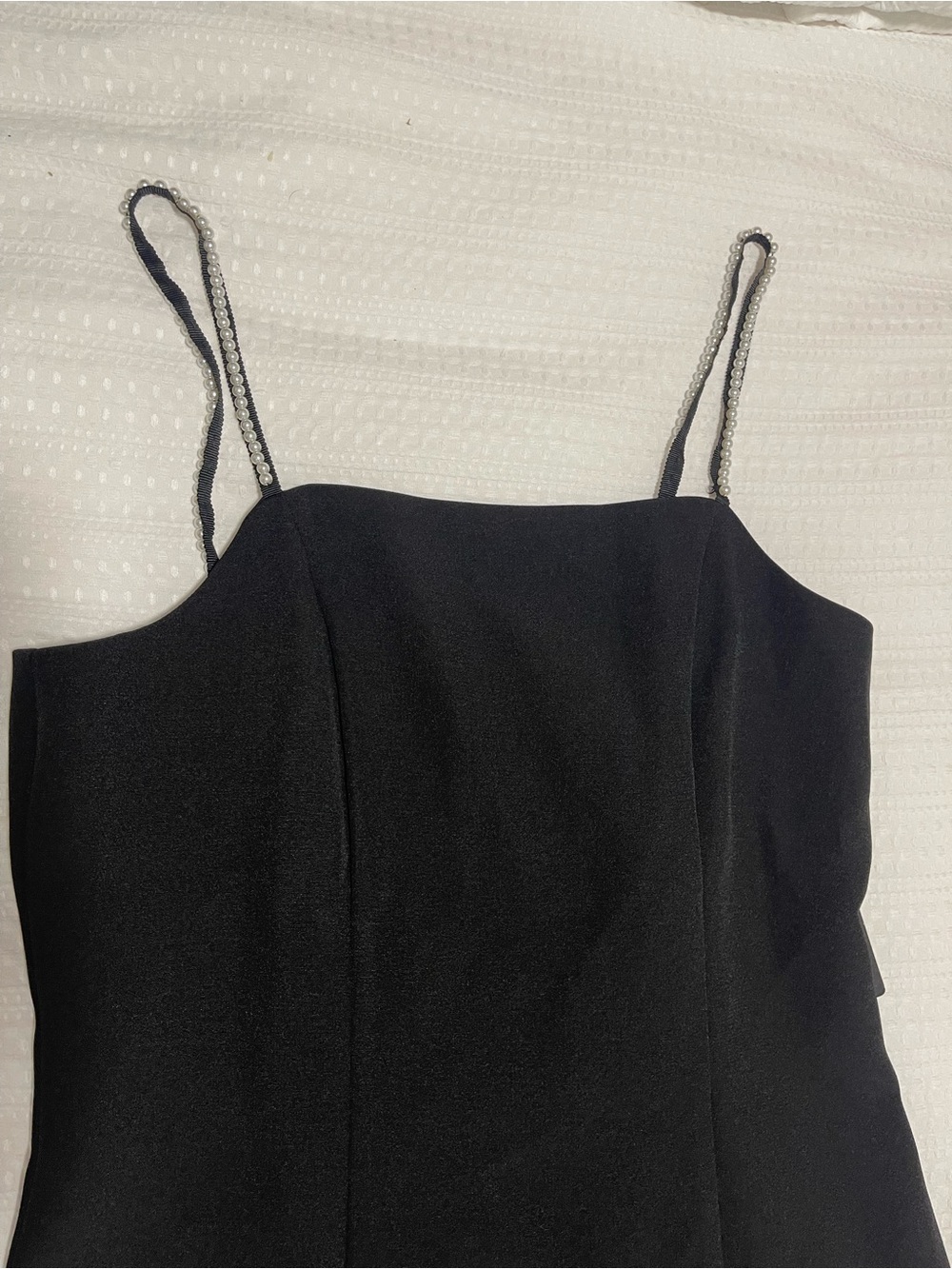 Express Black Slit Dress with Pearl Straps